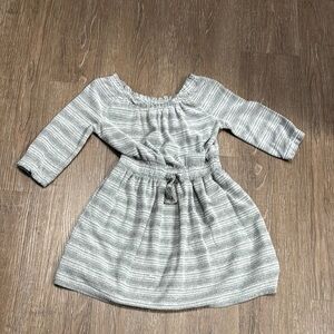 True Craft Gray and White Casual Sundress with Ruched Smocked Design